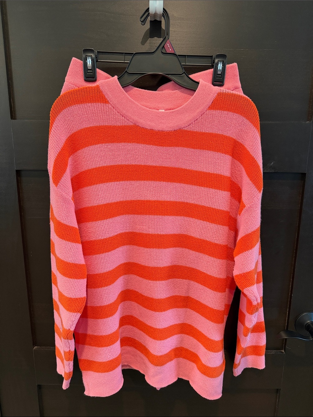 Amazon Pink and Orange Striped Sweater/Short Set